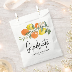 Sachets En Papier Remerciement de fin d'études Orange et Citron Bota