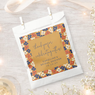 Sachets En Papier Remerciement de la douche de mariée florale bleue