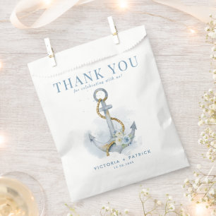 Sachets En Papier Remerciement de mariage nautique à l'ancre florale