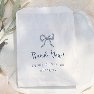 Sachets En Papier Remerciement de mariage simple bleu rétro à nœud f