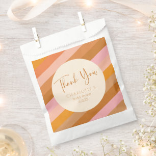 Sachets En Papier Remerciement de Rétro Mariage Géométrique Rose Rou