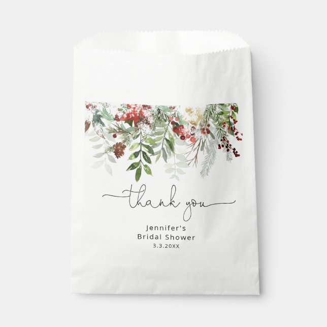 Sachets En Papier Remerciement élégant de shower de mariage Evergree (Devant)