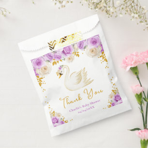 Sachets En Papier Remerciement Fête de Bébé Roses Or Pourpre Cygne