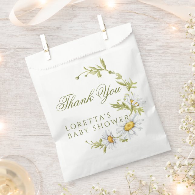Sachets En Papier Remerciement pour Baby Shower aux Marguerites Fleu (Coupé)
