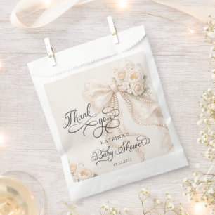 Sachets En Papier Remerciement pour Baby Shower Élégant Ruban Floral