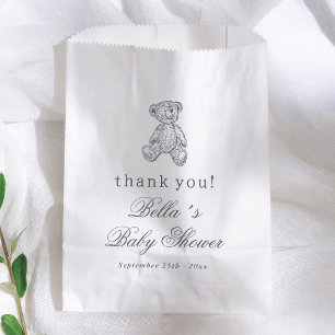 Sachets En Papier Remerciement pour Baby Shower Garçon Ours Bleu Vin