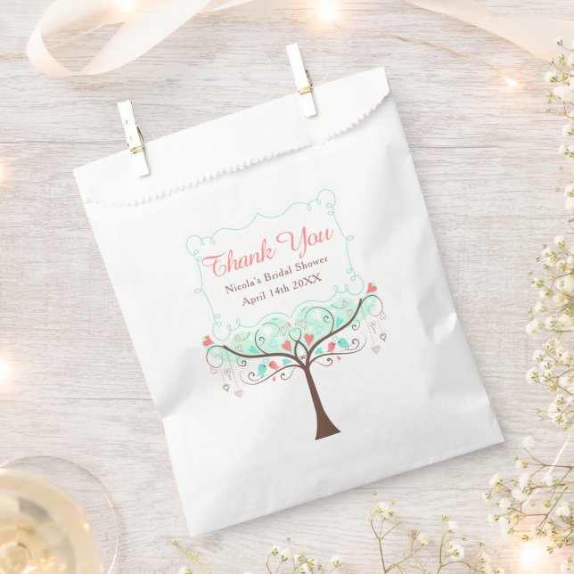 Sachets En Papier Remerciements de Fête de Mariage Oiseaux Fleuris C (Coupé)