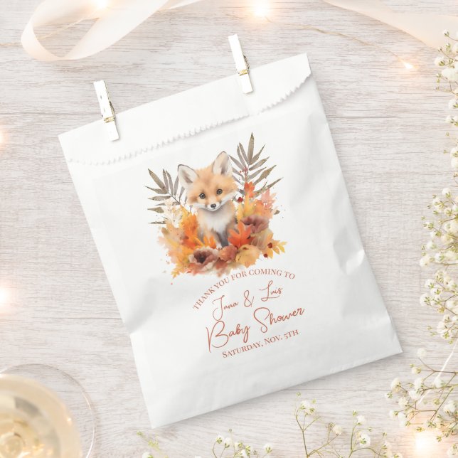 Sachets En Papier Renard de la forêt verdure aquarelle bébé douche (Coupé)