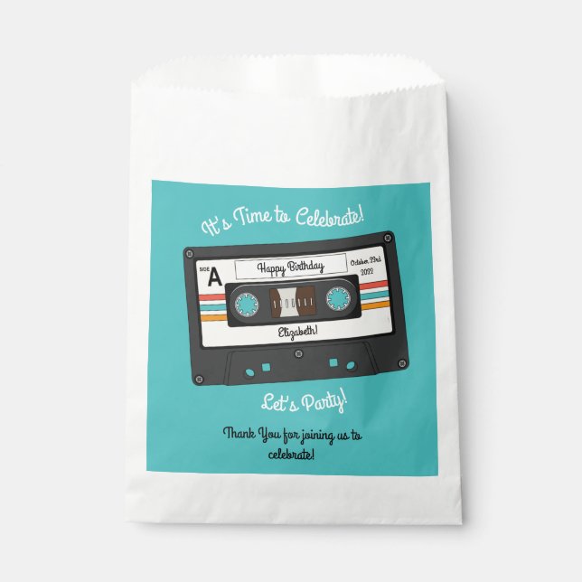 Sachets En Papier Retro 80's 90's Cassette Musique Anniversaire (Devant)
