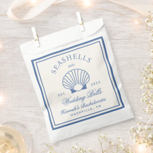 Sachets En Papier Retro Blue Coquillages & Cloches de Mariage Enterr
