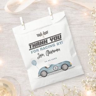 Sachets En Papier Retro Blue Race Car Fast One 1er Anniversaire