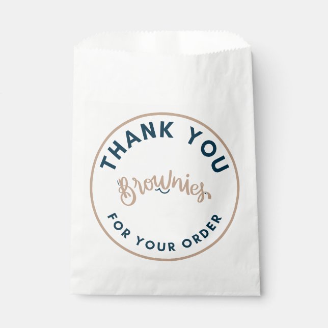 Sachets En Papier Retro Brownies merci pour votre commande (Devant)