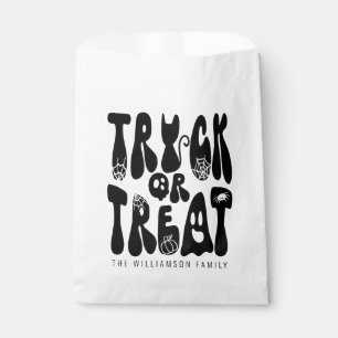 Sachets En Papier Retro Cute Trick ou traiter Halloween Ghost   Noir