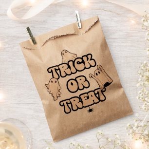 Sachets En Papier Retro Ghosts Halloween Tricoter ou traiter