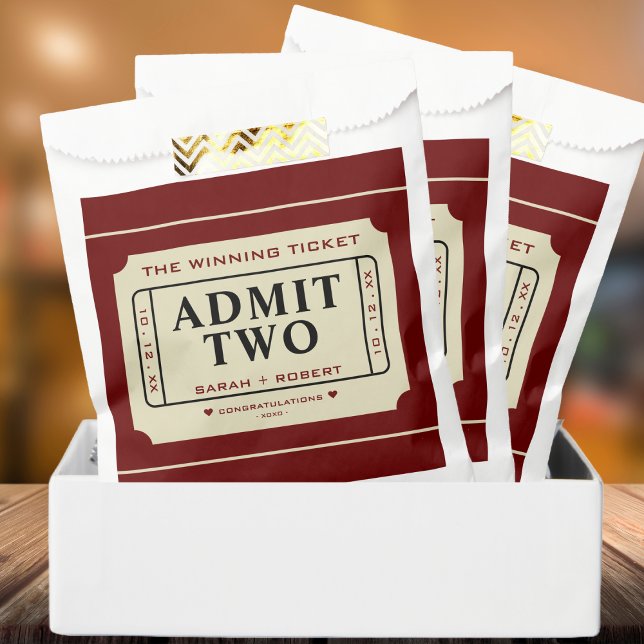 Sachets En Papier Rétro Le Billet Gagnant Admettre Deux Mariages (Retro The Winning Ticket Stub Admit Two Wedding Favor Bag)