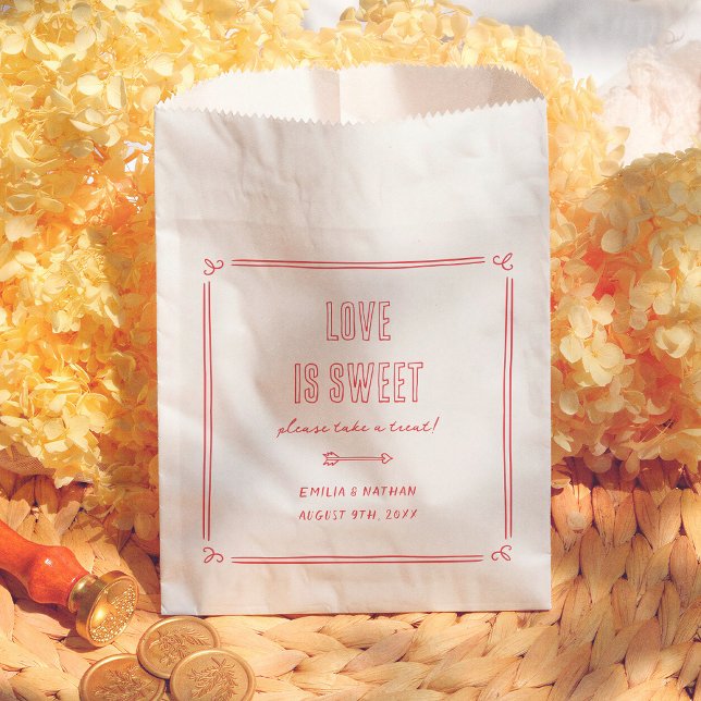 Sachets En Papier Retro Love is Sweet Hand Drawn Cupid Wedding (Créateur téléchargé)