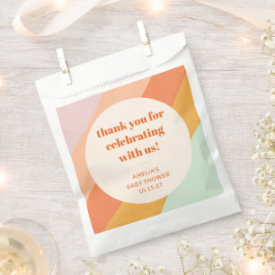 Sachets En Papier Retro Mint Orange Stripes Baby shower personnalisé