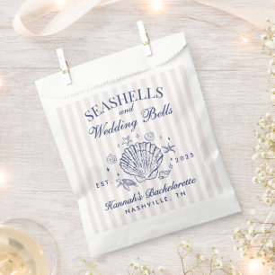 Sachets En Papier Retro Rose Coquillages & Cloches de Mariage Enterr
