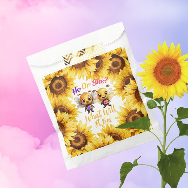 Sachets En Papier Révéler le genre Lui ou elle ce sera la douche (Gender Reveal He or She What Will It Bee Shower Favor Bag)