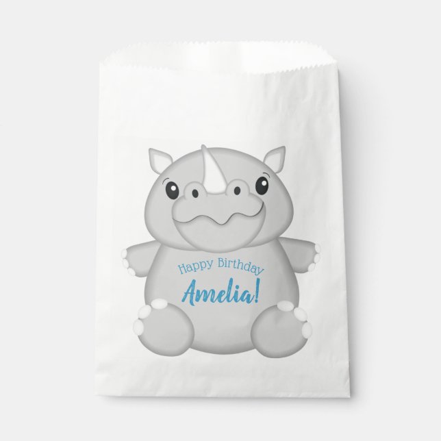 Sachets En Papier Rhino Anniversaire Bleu (Devant)