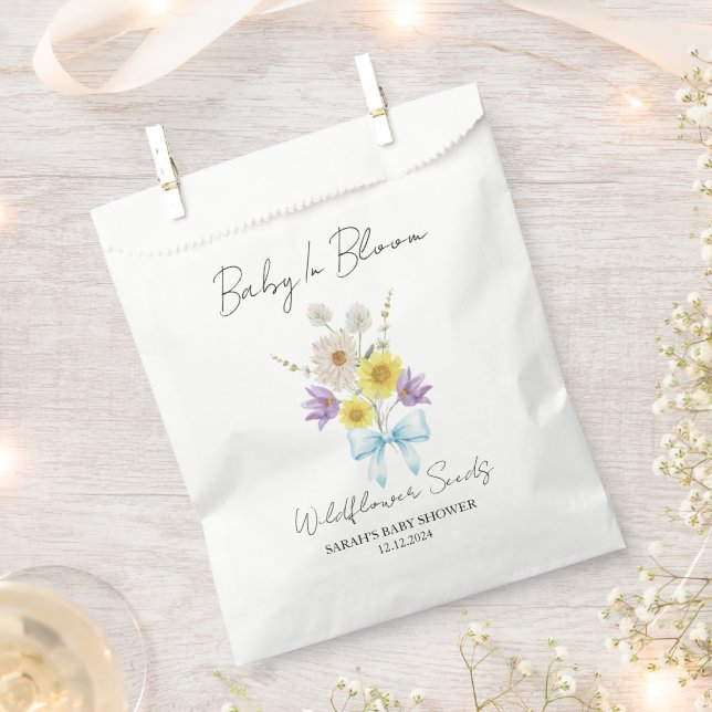 Sachets En Papier Ribbon | Wildflower Seeds Baby Shower Favor Bag (Coupé)