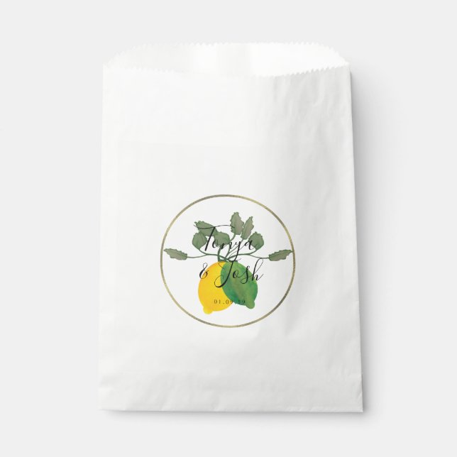 Sachets En Papier Rim Citron Citrus Lime Or Boho Faux Or (Devant)