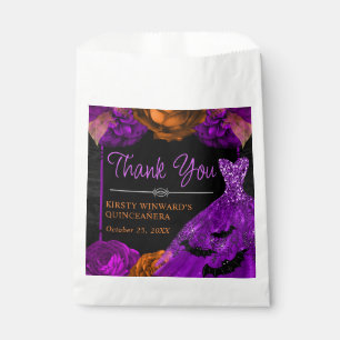 Sachets En Papier Robe florale orange et violette Halloween Quincean