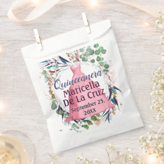 Sachets En Papier Robe rose élégant Design Quinceanera