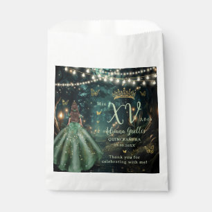 Sachets En Papier Robe verte émeraude de forêt enchantée Quinceañera