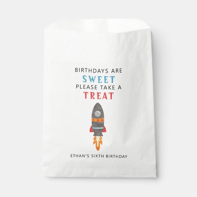 Sachets En Papier Rocket Espace Extérieur Anniversaire Fête Favorise (Devant)