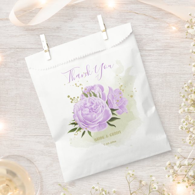 Sachets En Papier Romantique fleurs violet vert mariage (Coupé)