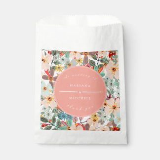 Sachets En Papier Romantique Floral doux rose vert pêche classique