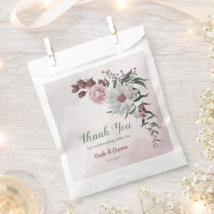 Sachets En Papier romantique rose blanc cannelle rose vert mariage