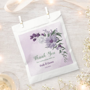 Sachets En Papier Romantique violet fleurs blanches mariage