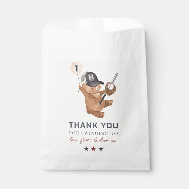 Sachets En Papier Rookie 1er Anniversaire Ours - Merci (Devant)