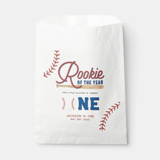 Sachets En Papier Rookie de l'année Baseball 1er anniversaire fête (Devant)