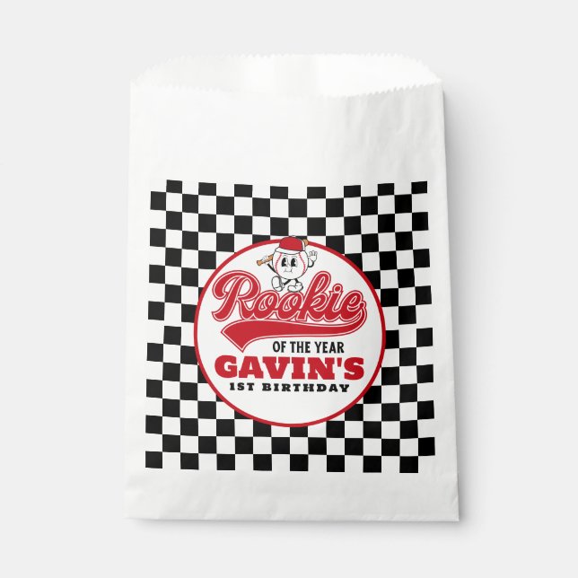 Sachets En Papier Rookie De L'Année Baseball Personnalisé Anniversai (Devant)