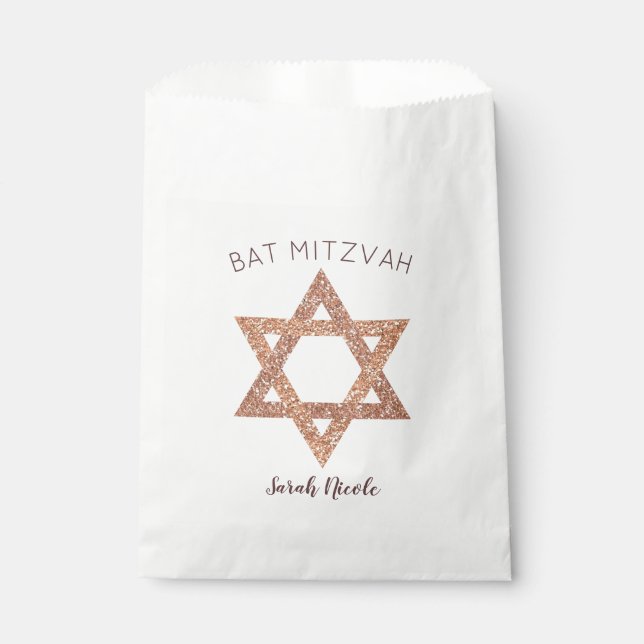 Sachets En Papier Rose bat mitzvah Gold Star De David Glam Party (Devant)