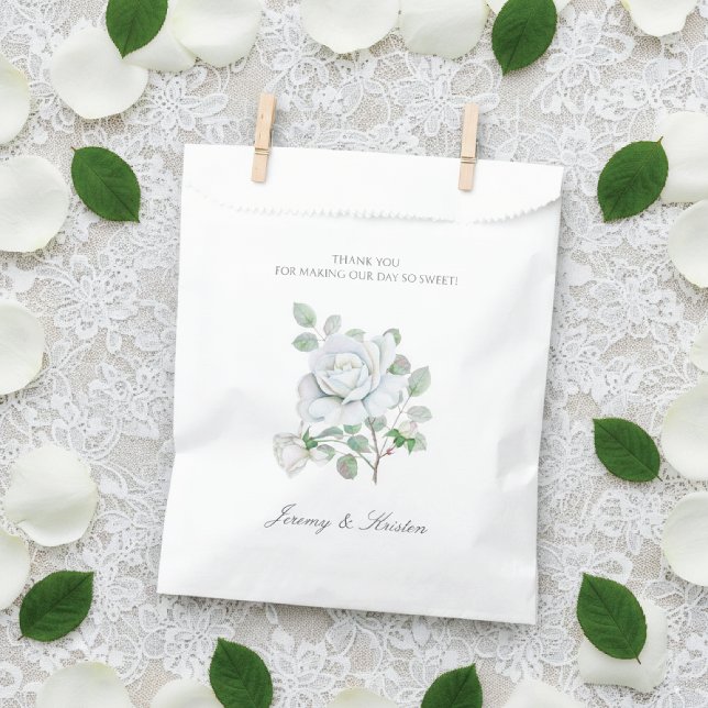 Sachets En Papier Rose Blanc Floral Botanique Mariage Favor Sac (Créateur téléchargé)