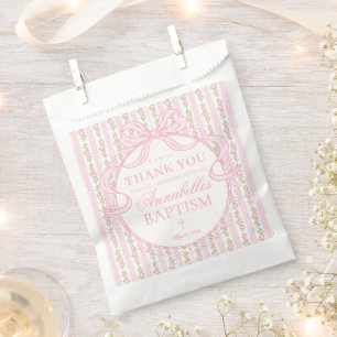 Sachets En Papier Rose Desserts de baptême floraux fantaisie vintage