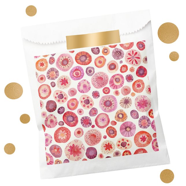 Sachets En Papier Rose floral Abstrait (Modern abstract floral spots pink favor bag)