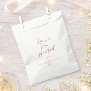Sachets En Papier Rose Gold Faux Foil Love is Sweet Take a Treat