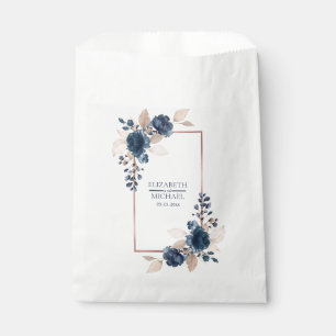 Sachets En Papier Rose Gold Navy Blue Dusty rose Floral Mariage
