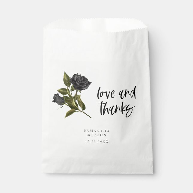 Sachets En Papier Rose gothique Mariage noir blanc (Devant)