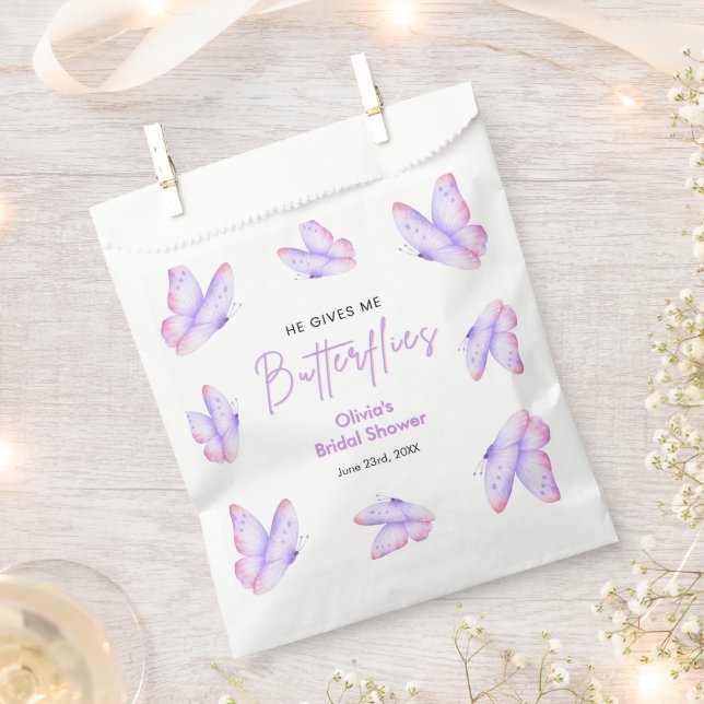 Sachets En Papier Rose Mariage Papillon Fête de Mariée  (Coupé)