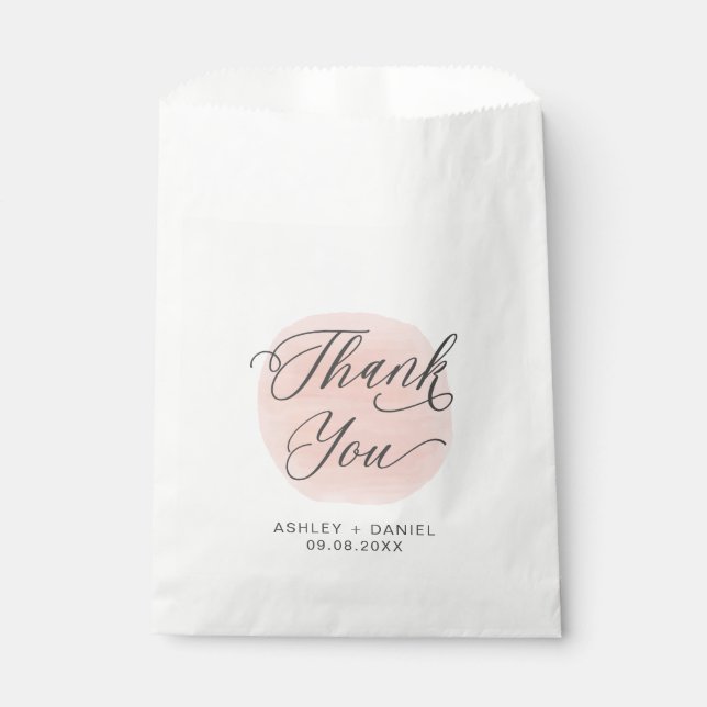 Sachets En Papier Rose Merci Moderne Mariage Treat Sacks, (Devant)