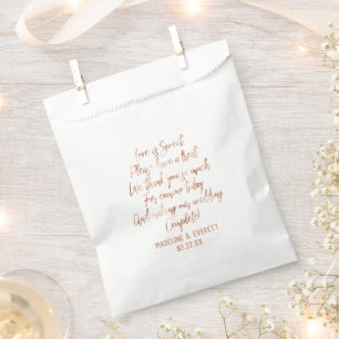 Sachets En Papier Rose Or Typographie moderne Mariage L'amour est do