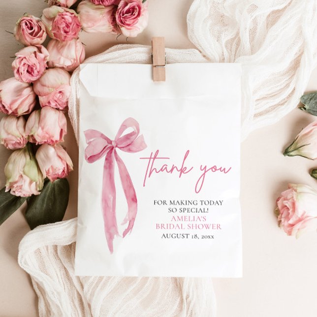 Sachets En Papier Rose Pâle Nœud Elle Se Marie Réception de Mariage (Créateur téléchargé)