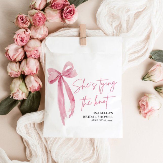 Sachets En Papier Rose Pâle Nœud Elle Se Marie Réception de Mariage (Créateur téléchargé)