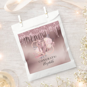 Sachets En Papier Rose Parties scintillant or  retraite surprise
